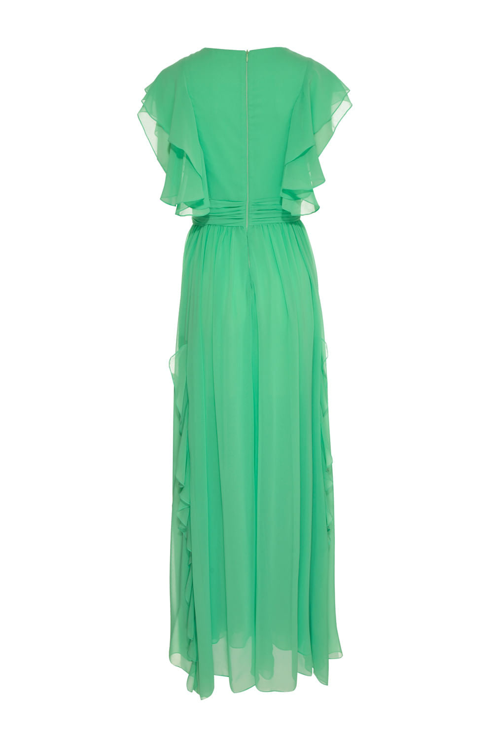 VESTIDO LONGO BABADOS CHIFFON - AP03 VERDE