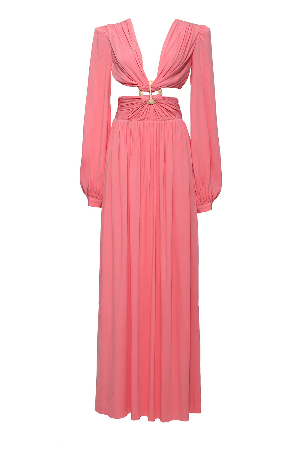 VESTIDO LONGO RECORTE ARGOLA PALHA BEGONIA