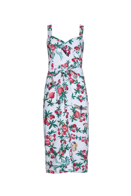 VESTIDO MÍDI JARDIM DAS ROMÃS OFF WHITE