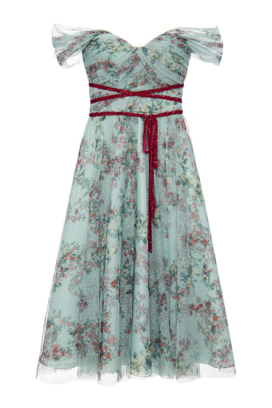 VESTIDO CURTO PORCELAIN GARDEN VERDE CLARO
