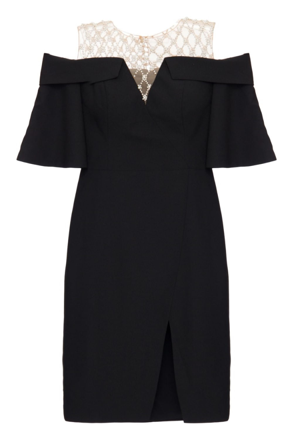 VESTIDO CURTO BUSTO PÉROLAS PRETO
