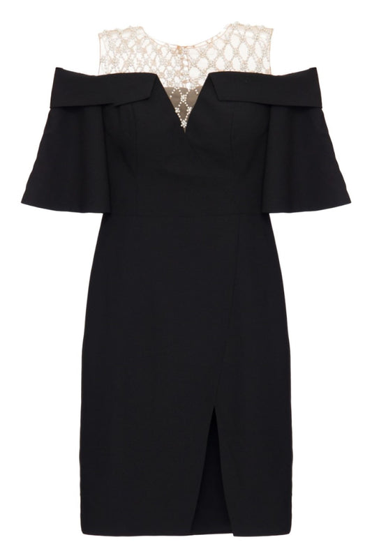 VESTIDO CURTO BUSTO PÉROLAS PRETO