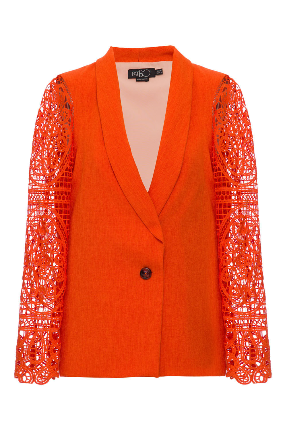 Blazer linho manga renda laranja