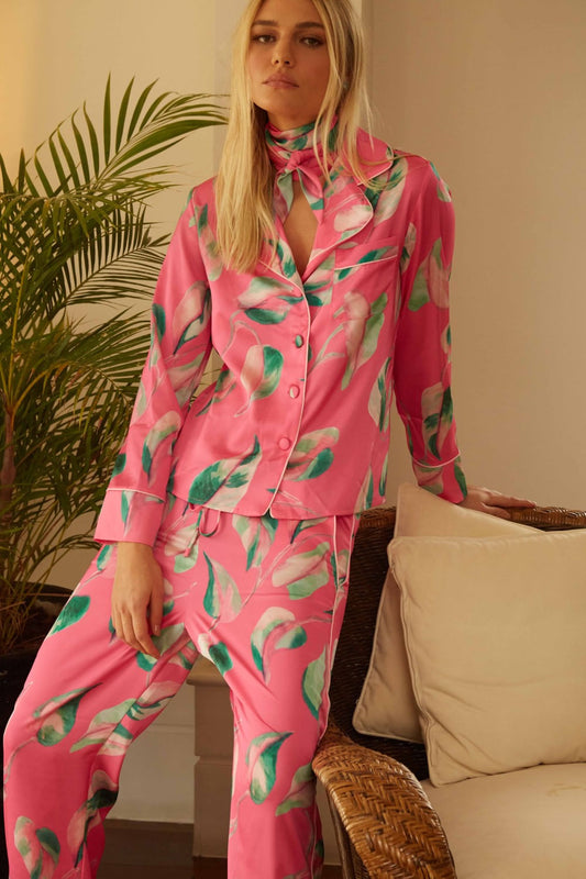 PIJAMA LONGO FLORAL PINK