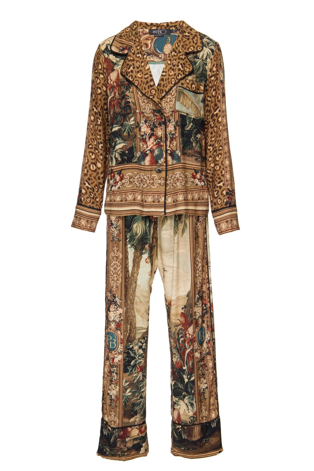 PIJAMA ONÇA ACETINADO LONGO MARROM