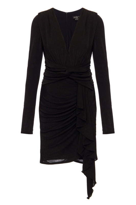VESTIDO CURTO SAIA FRANZIDA PRETO