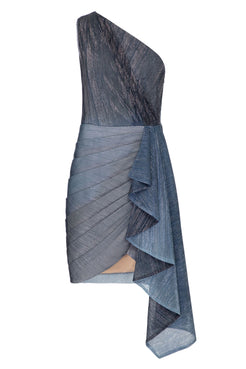 VESTIDO CURTO UM OMBRO SÓ PALA DEGRADÊ AZUL