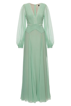 VESTIDO LONGO BUSTO DRAPEADO  VERDE