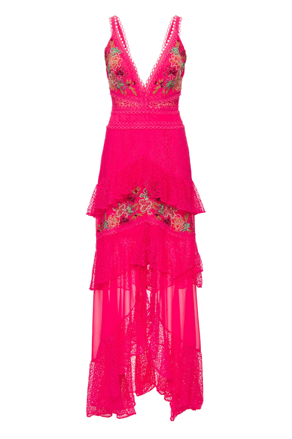 Vestido longo bordado pink