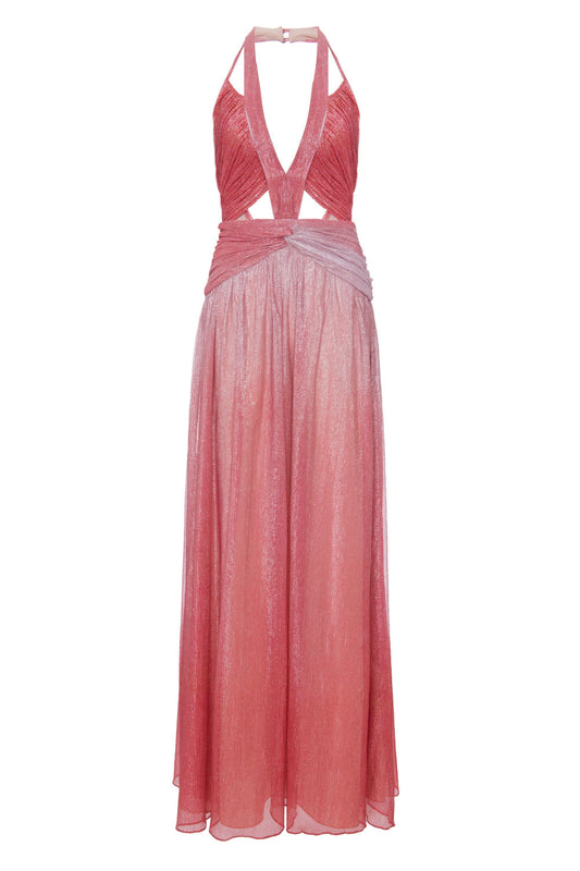 VESTIDO LONGO LUREX  CORAL