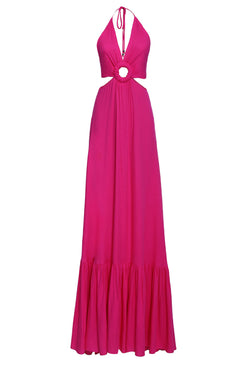 Vestido recortes argola pink