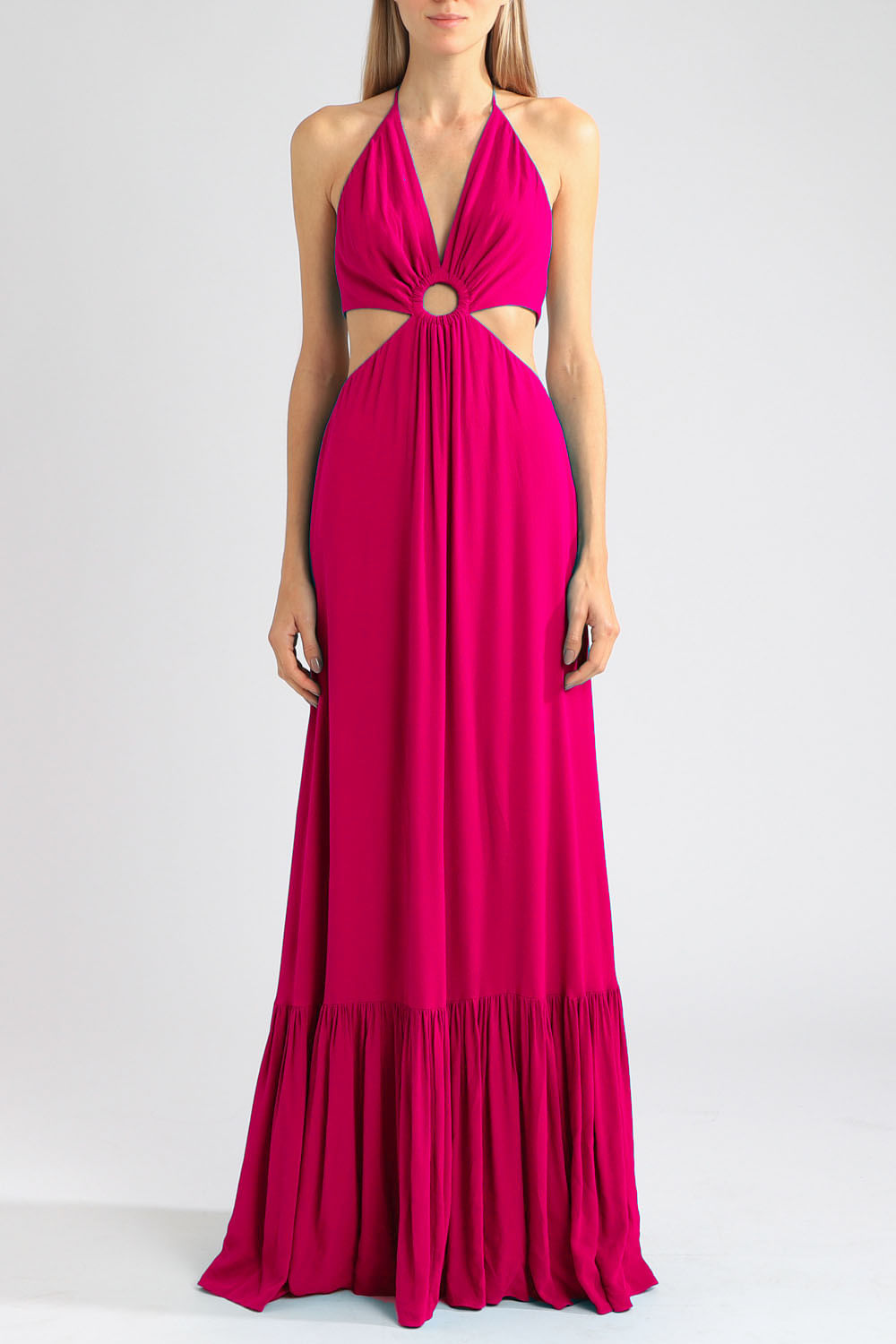 Vestido recortes argola pink