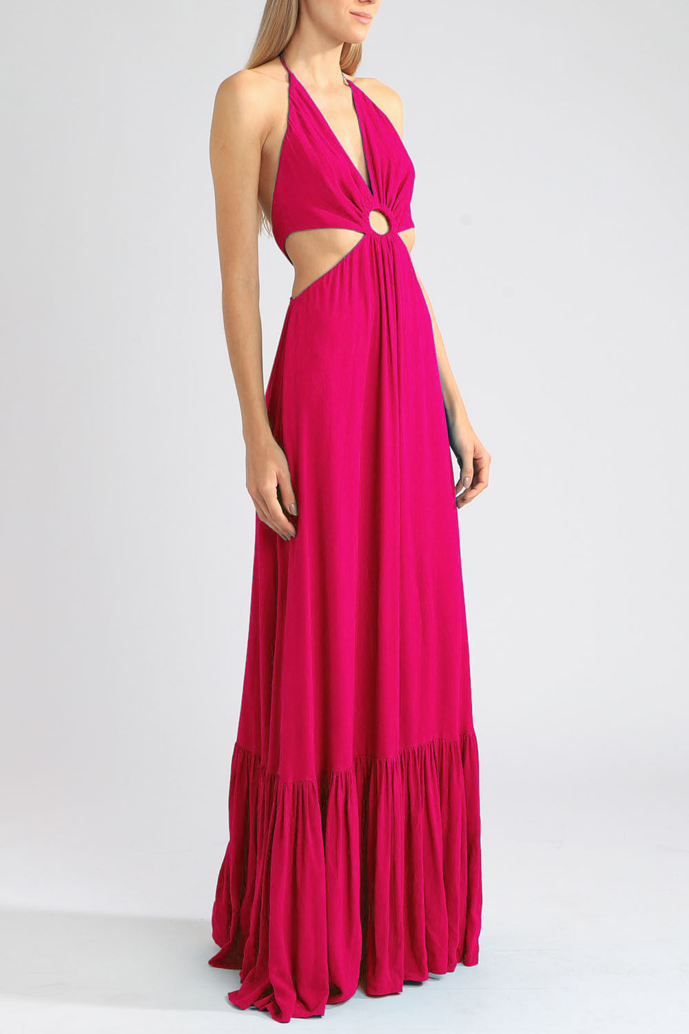 Vestido recortes argola pink