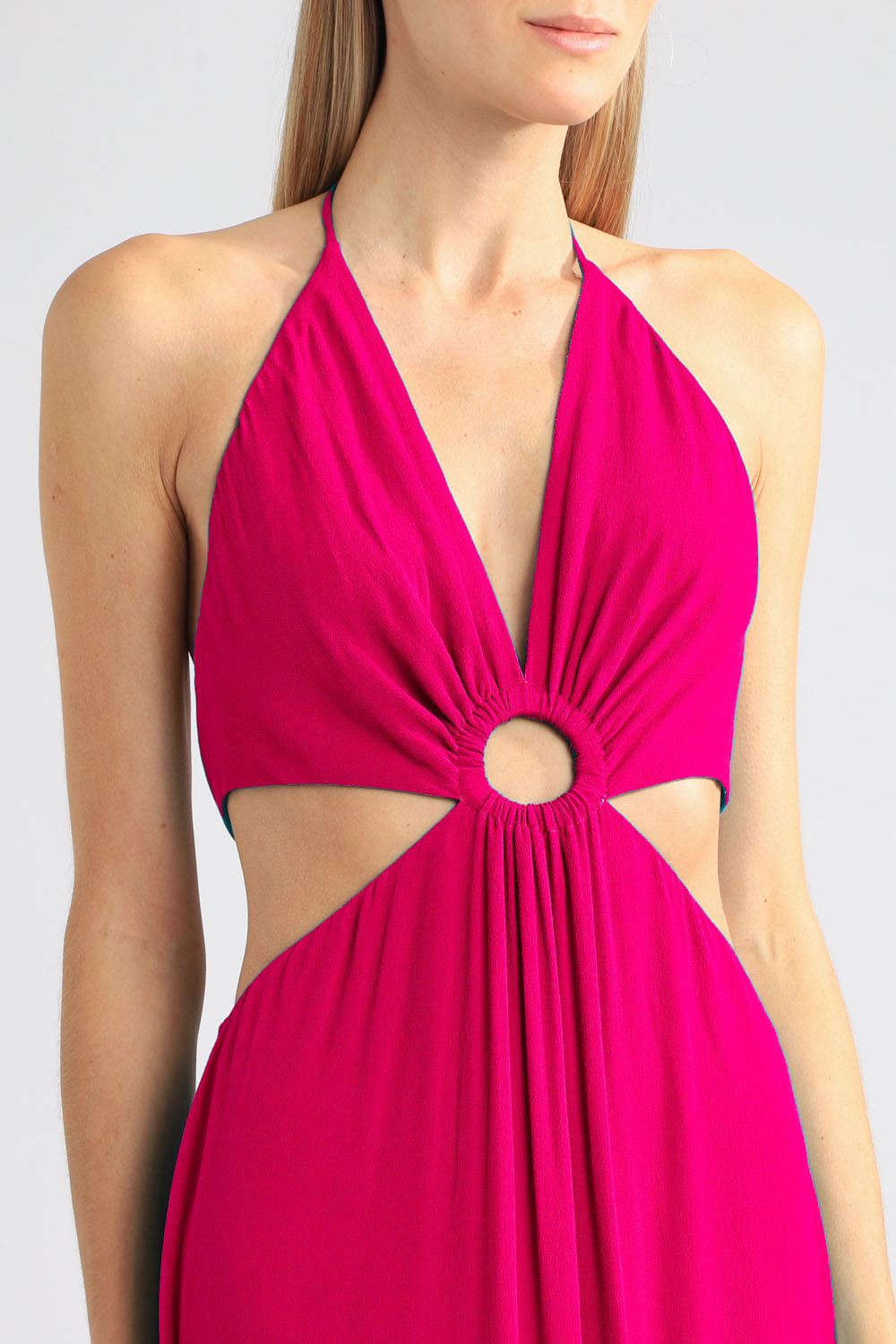 Vestido recortes argola pink