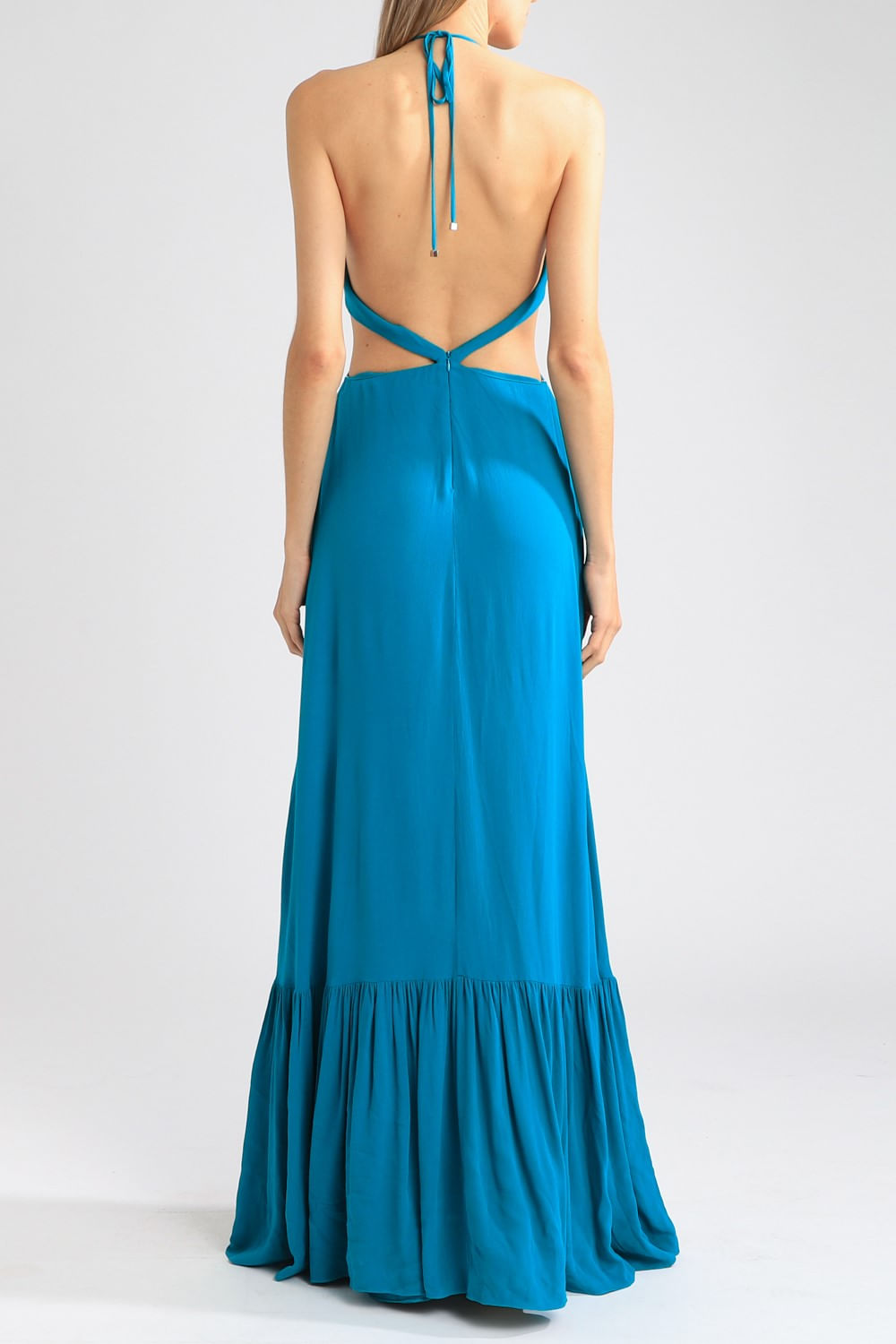 Vestido recortes argola verde