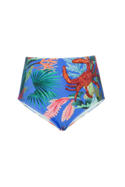 HOT PANTS ESTAMPADA MARINHA TROPICAL AZUL