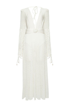 VESTIDO LONGO TELA CONCHA OFF WHITE