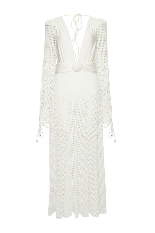 VESTIDO LONGO TELA CONCHA OFF WHITE
