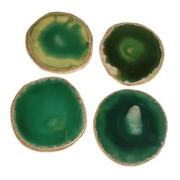 Kit de porta copos borda ouro quartzo azul