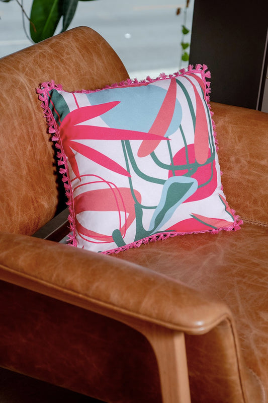 Almofada modernista franjas pink