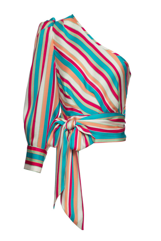 Blusa amarraÃ§Ã£o pop stripes off white