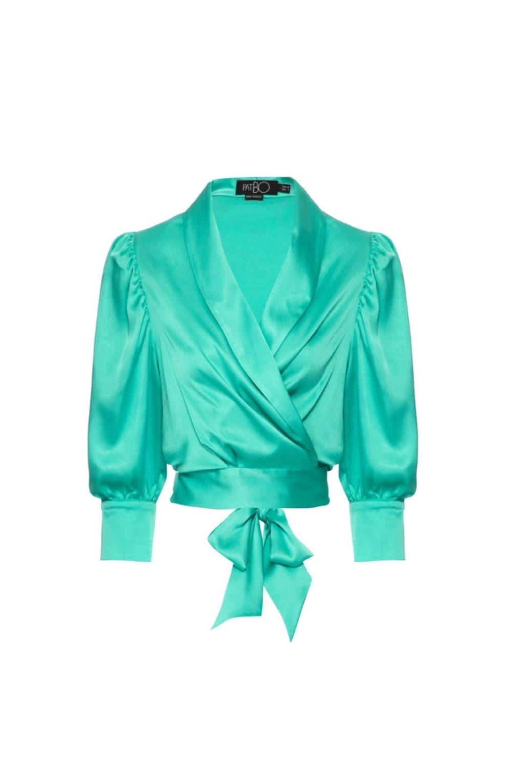 Blusa transpassada cetim slip azul