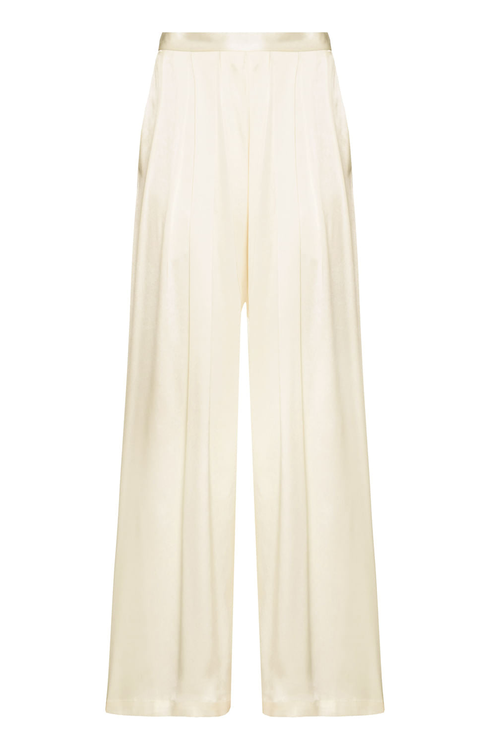 CALÇA AMPLA CETIM SLIP OFF WHITE