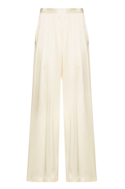 CALÇA AMPLA CETIM SLIP OFF WHITE