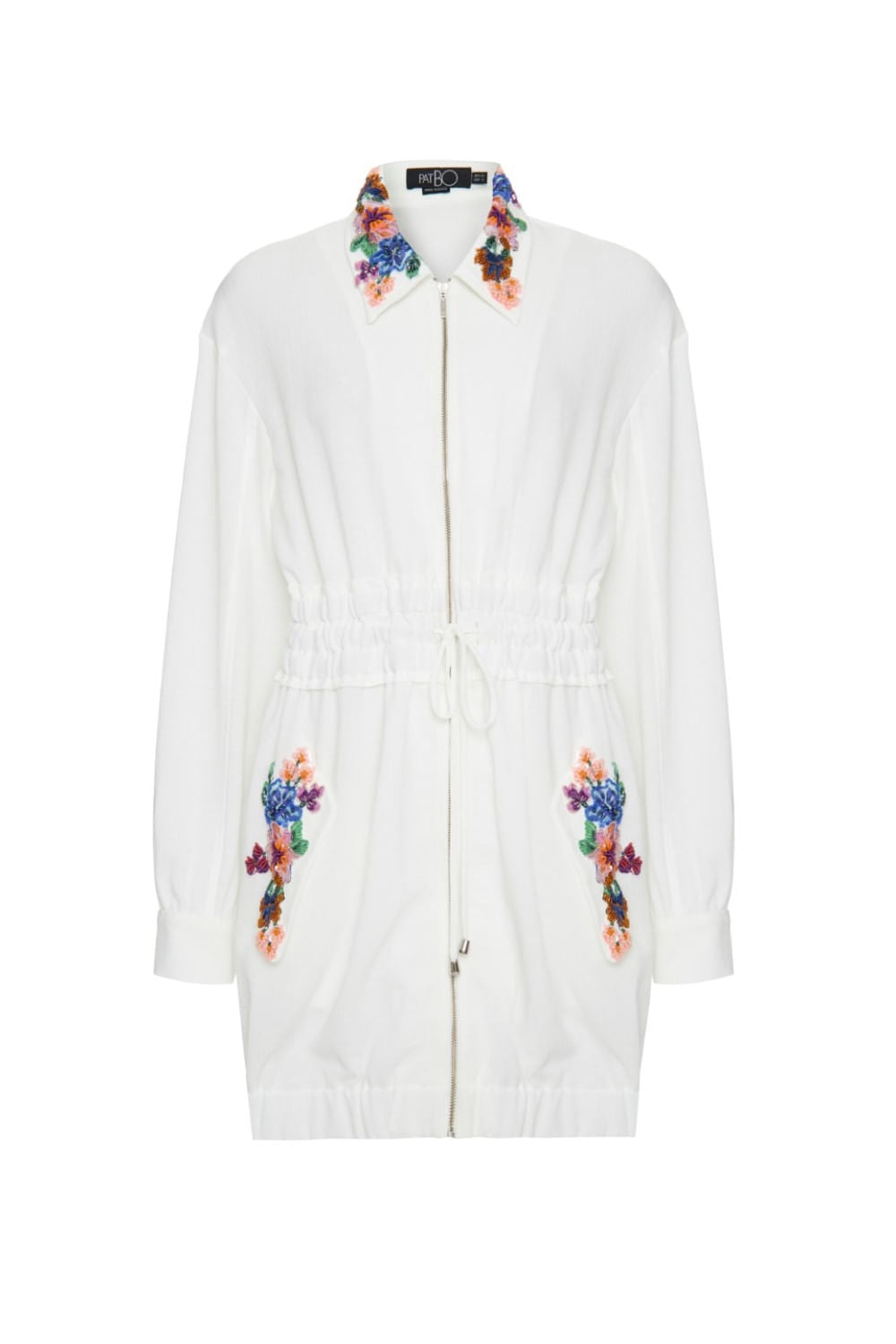 Parka bordada minimal off white