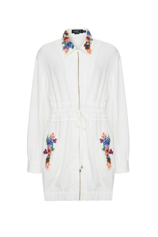 Parka bordada minimal off white