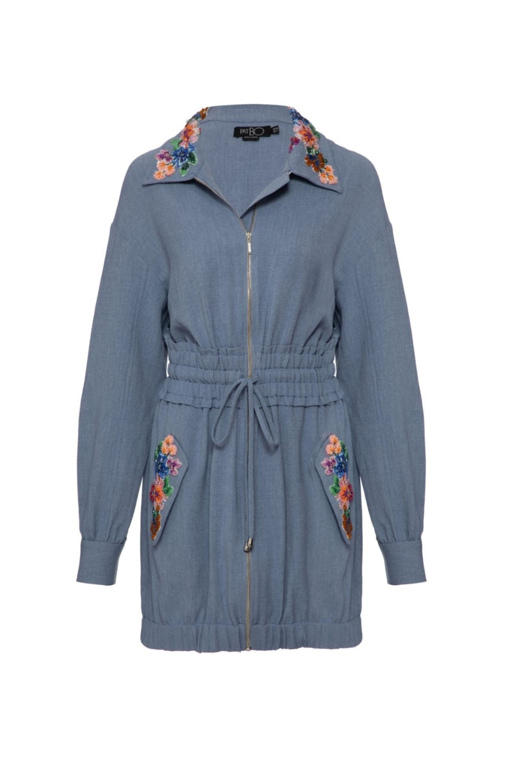 Parka bordada minimal azul