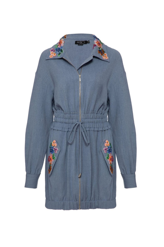 Parka bordada minimal azul