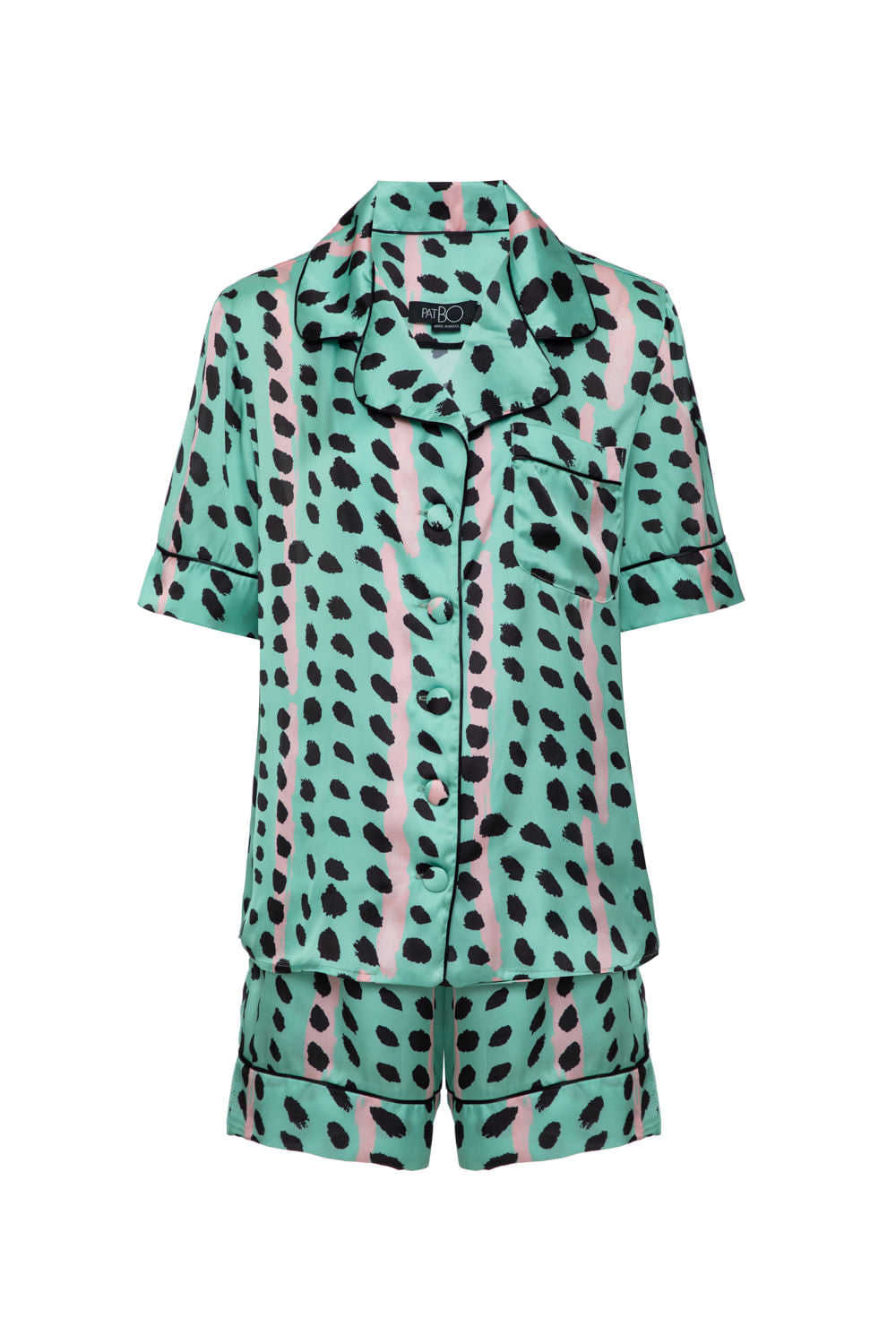 Pijama curto dots stripes verde