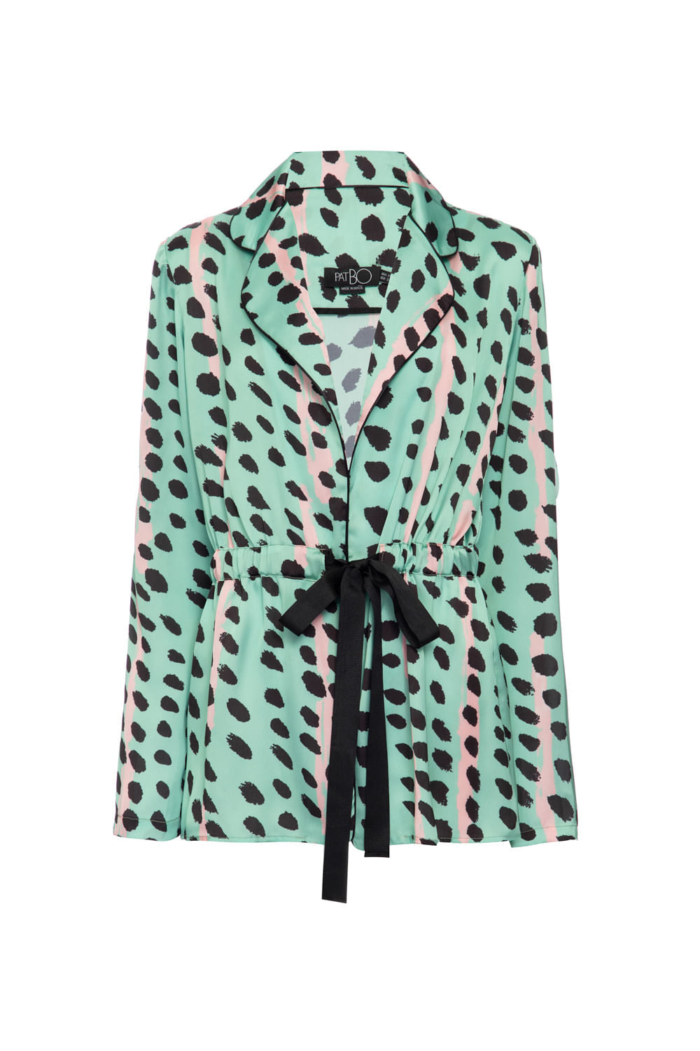 PIJAMA LONGO KIMONO DOTS STRIPES VERDE
