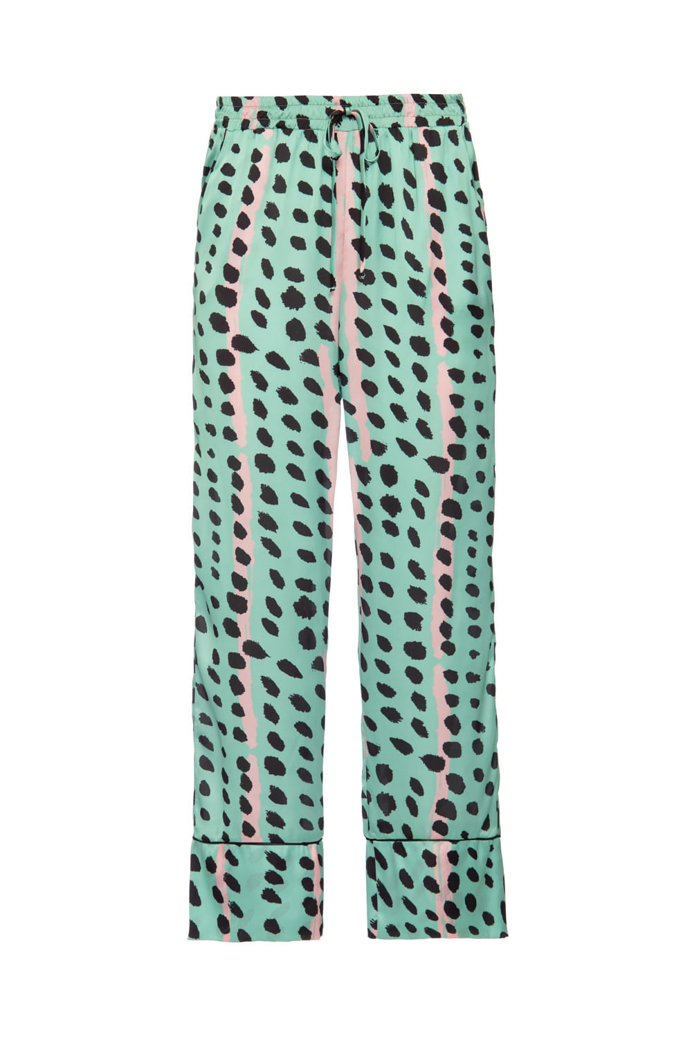 PIJAMA LONGO KIMONO DOTS STRIPES VERDE