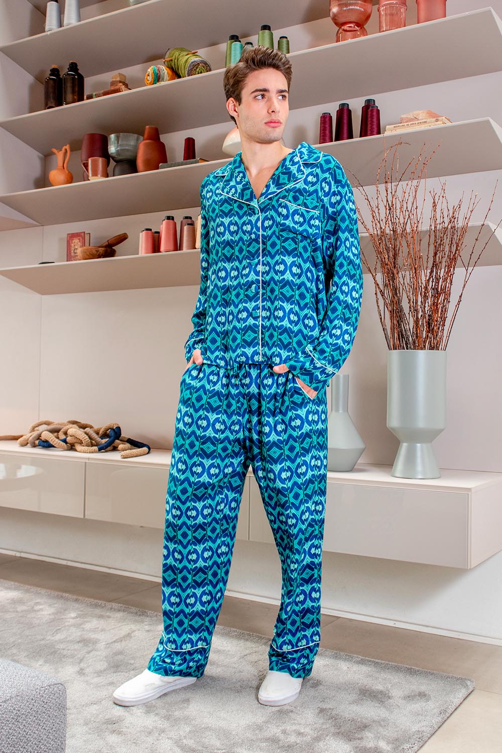 PIJAMA LONGO MARANTA AZUL