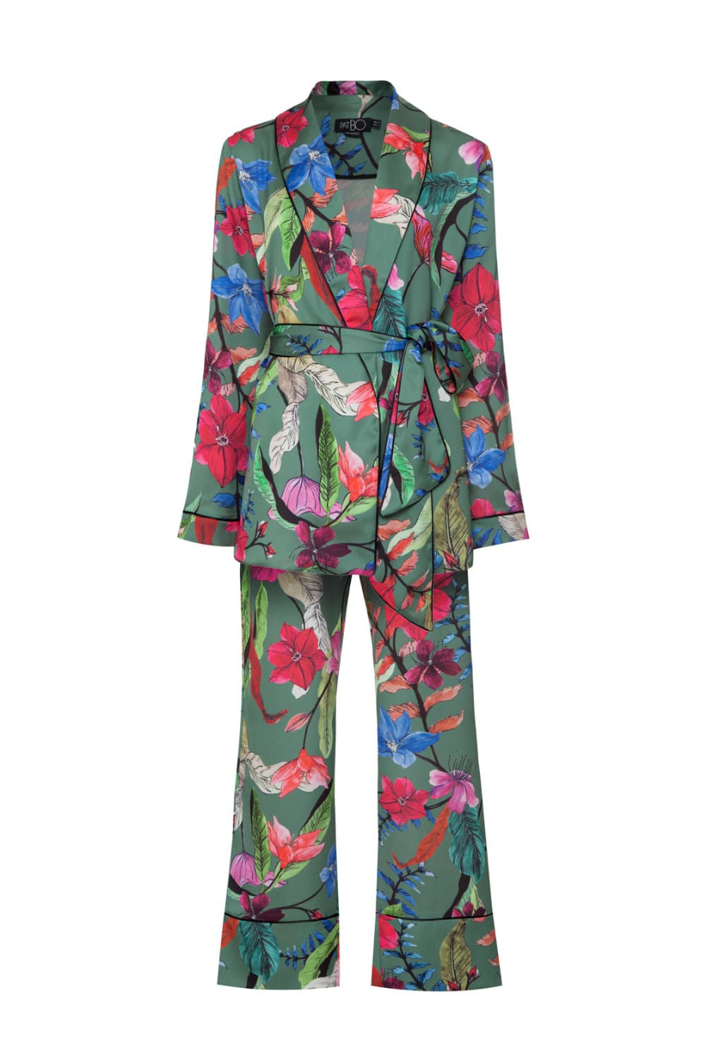 PIJAMA LONGO KIMONO ZAMIA LEAVES VERDE