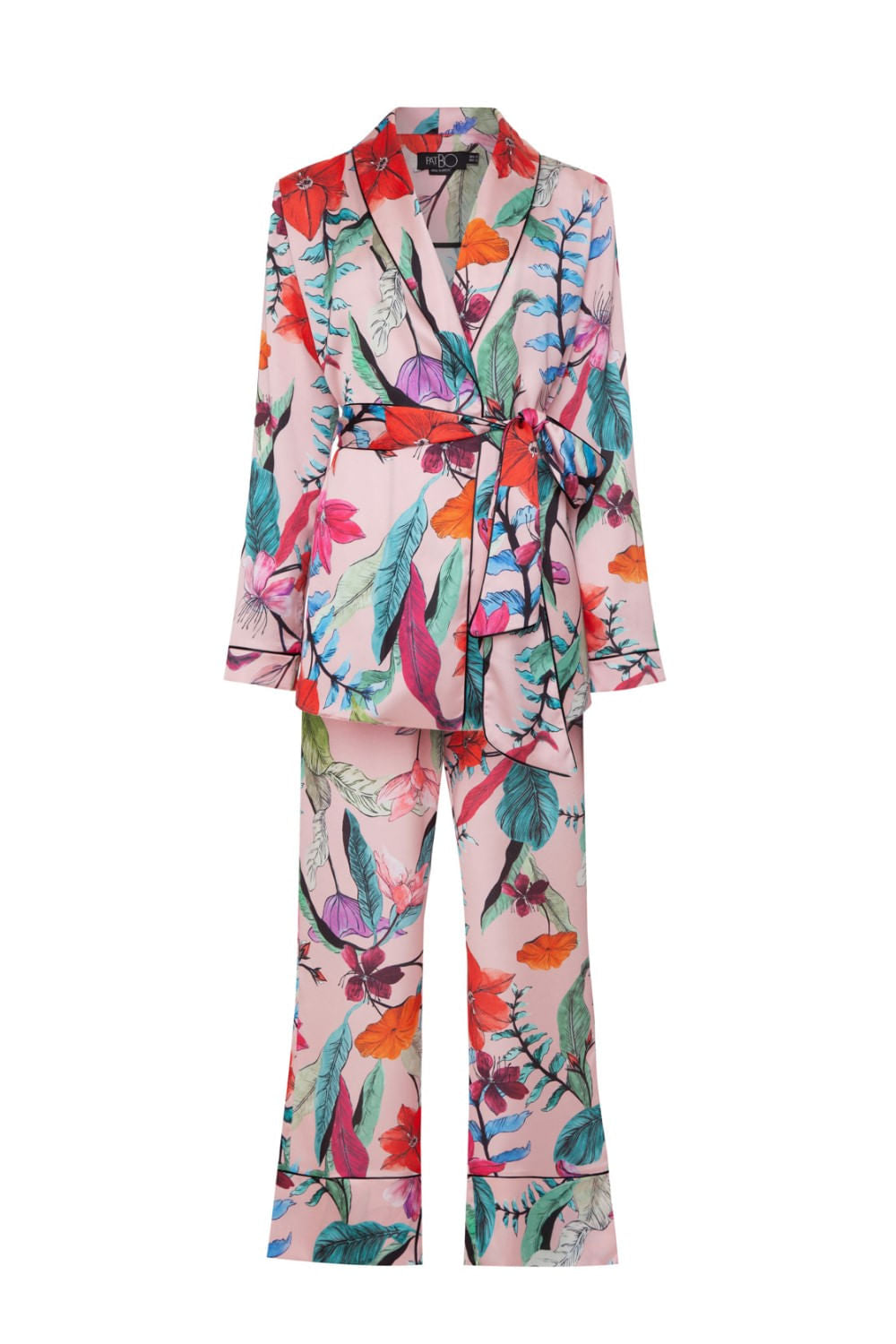 PIJAMA LONGO KIMONO ZAMIA LEAVES ROSA