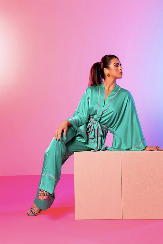 PIJAMA KIMONO MANGAS AMPLAS MARI SAAD AZUL E PINK