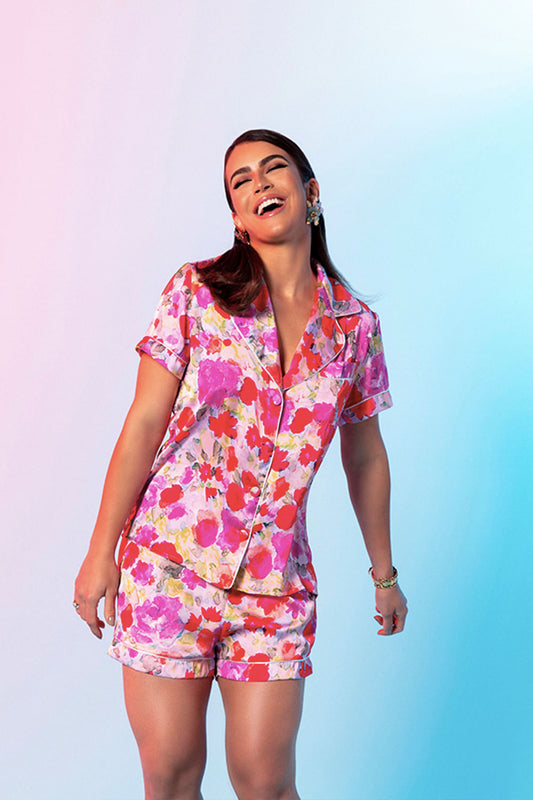PIJAMA CURTO ROSES MARI SAAD PINK