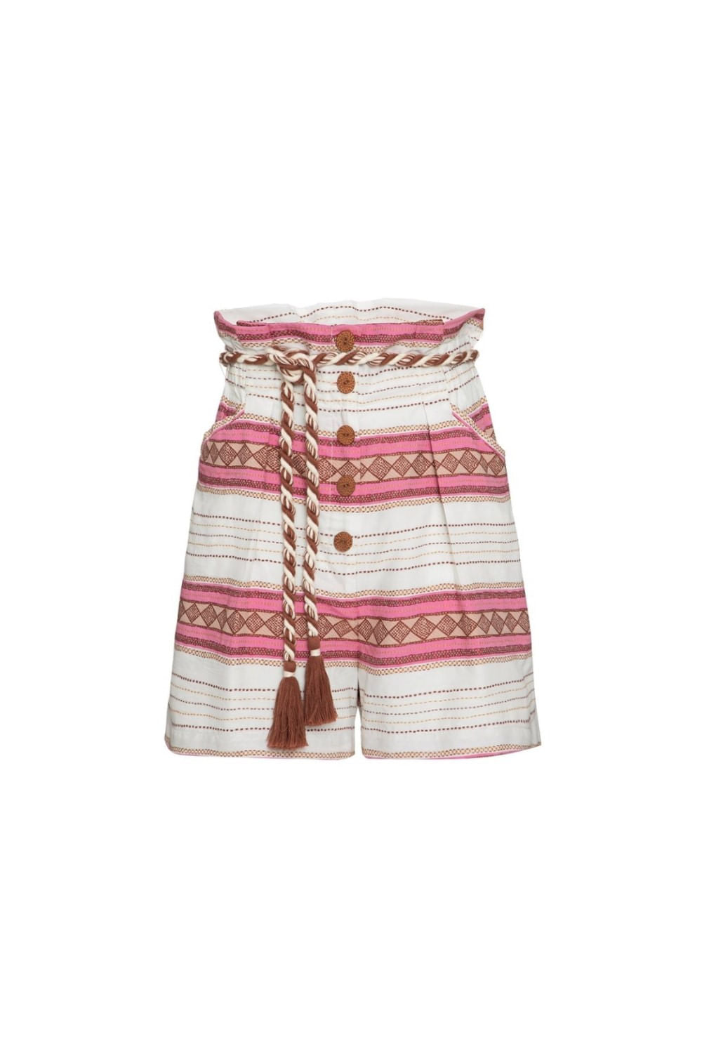 Short clochard rustic rosa com off white