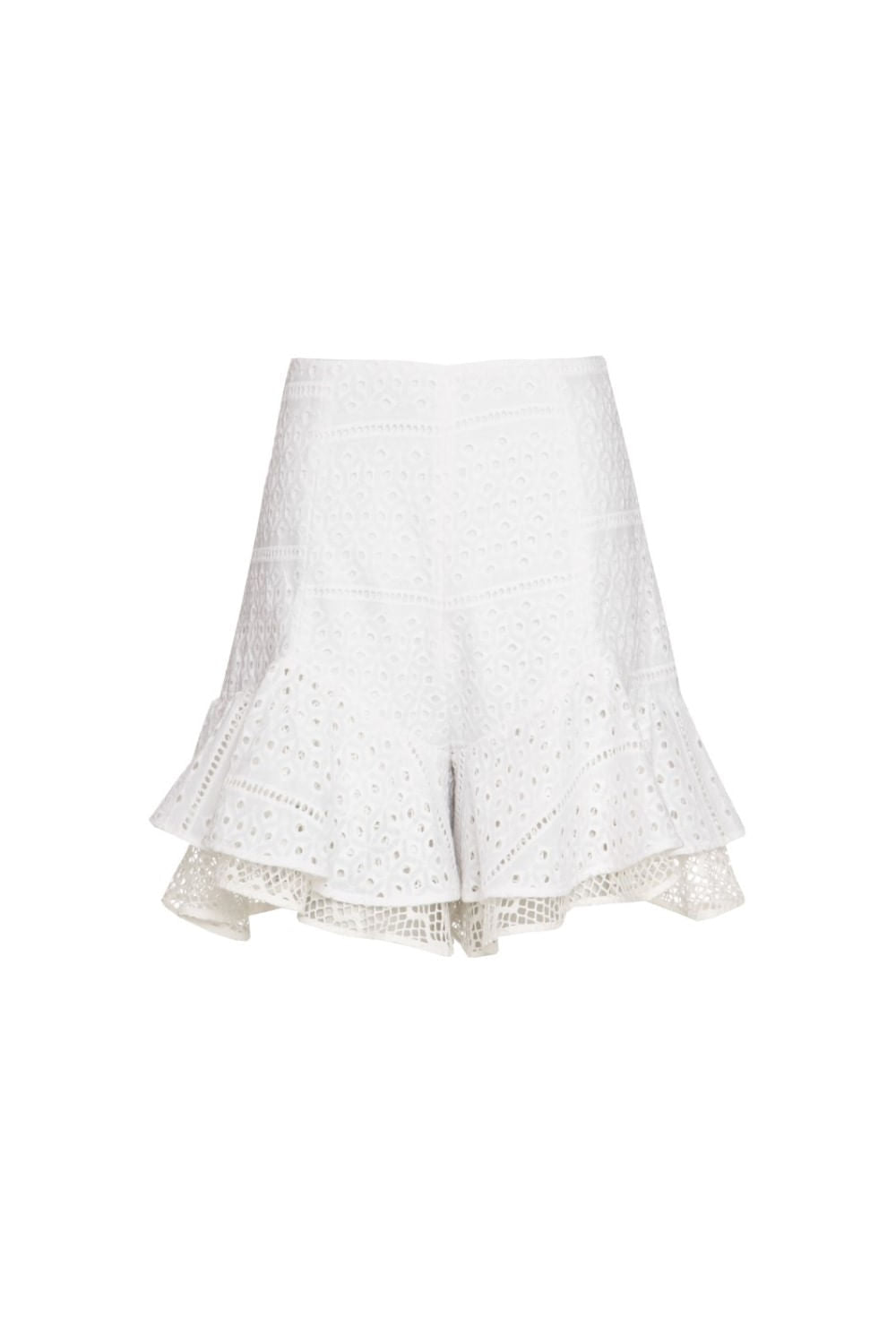 Short babado laise branco