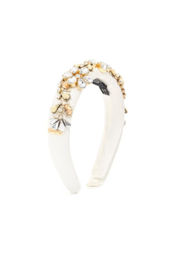 Tiara bordada cetim slip off white