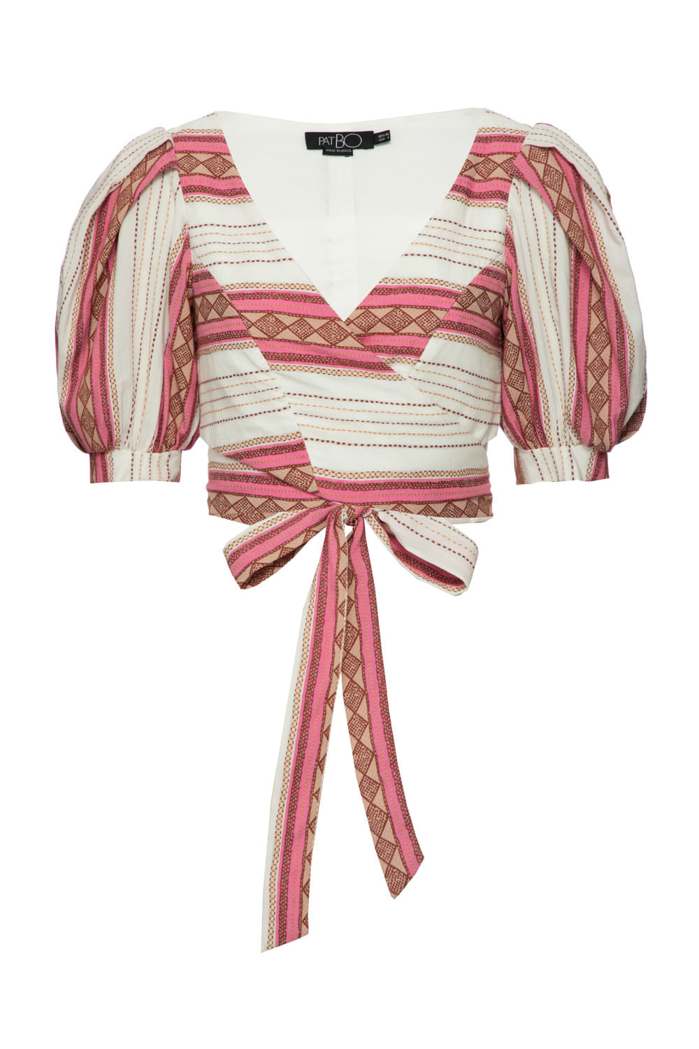 Top amarraÃ§Ã£o rustic rosa com off white
