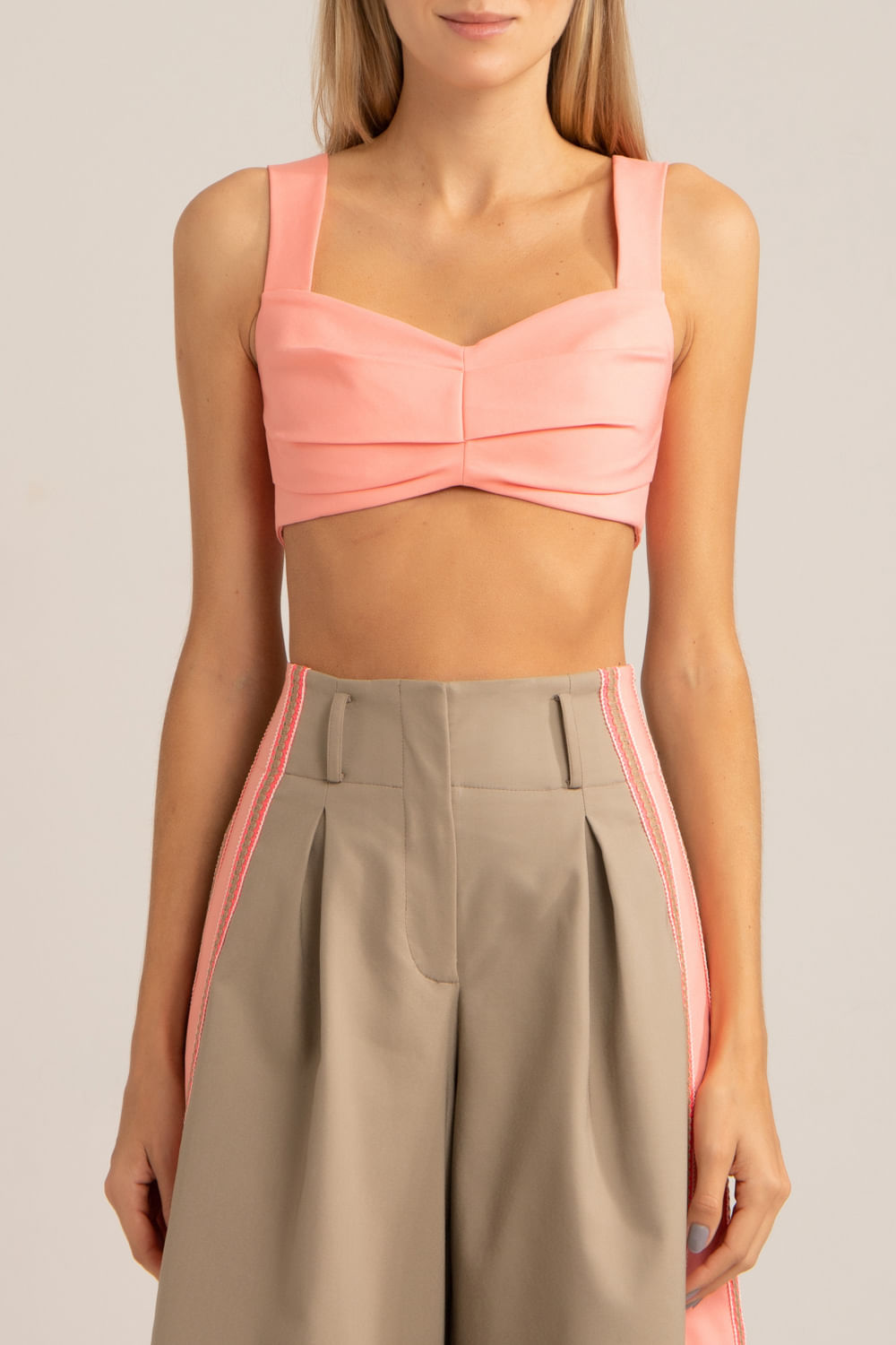 Top cropped eletric rosa