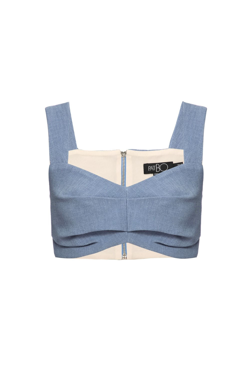 TOP CROPPED PREGAS MINIMAL AZUL