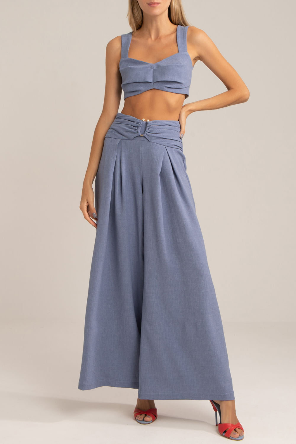 TOP CROPPED PREGAS MINIMAL AZUL