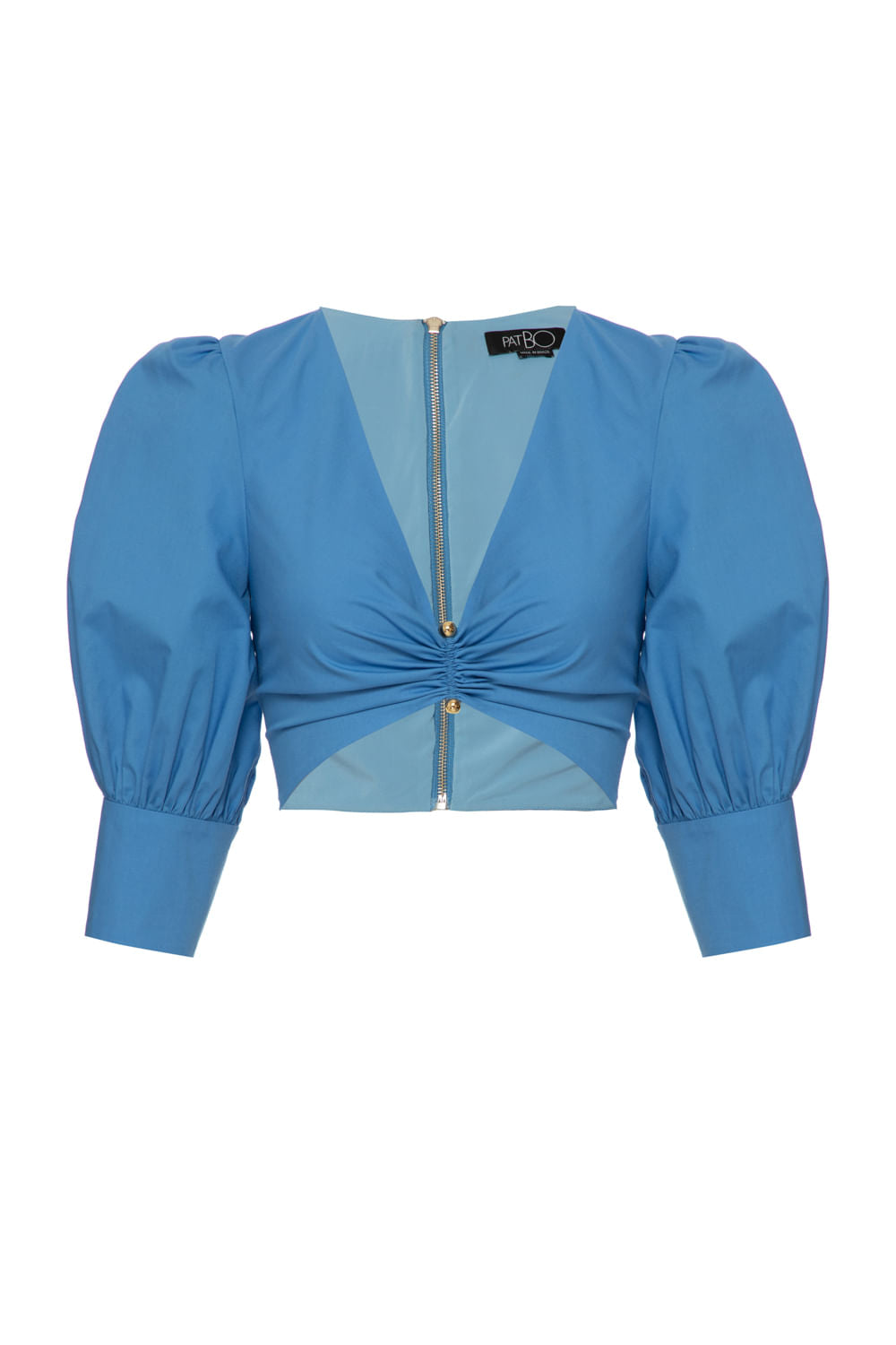 TOP CROPPED TRICOLINE RETRÔ AZUL ESCURO