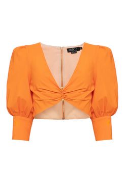 TOP CROPPED TRICOLINE RETRÔ LARANJA
