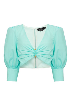 TOP CROPPED TRICOLINE RETRÔ AZUL CLARO